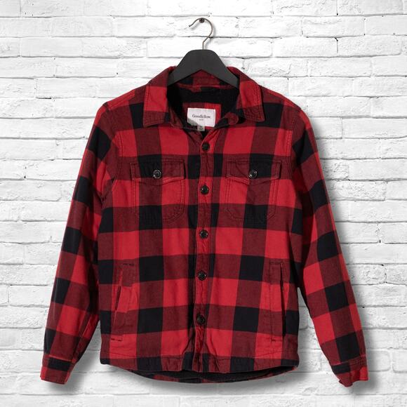 Goodfellow Flannel Jacket - Mens Small - Red & Black Buffalo Plaid Button Up - Picture 1 of 5